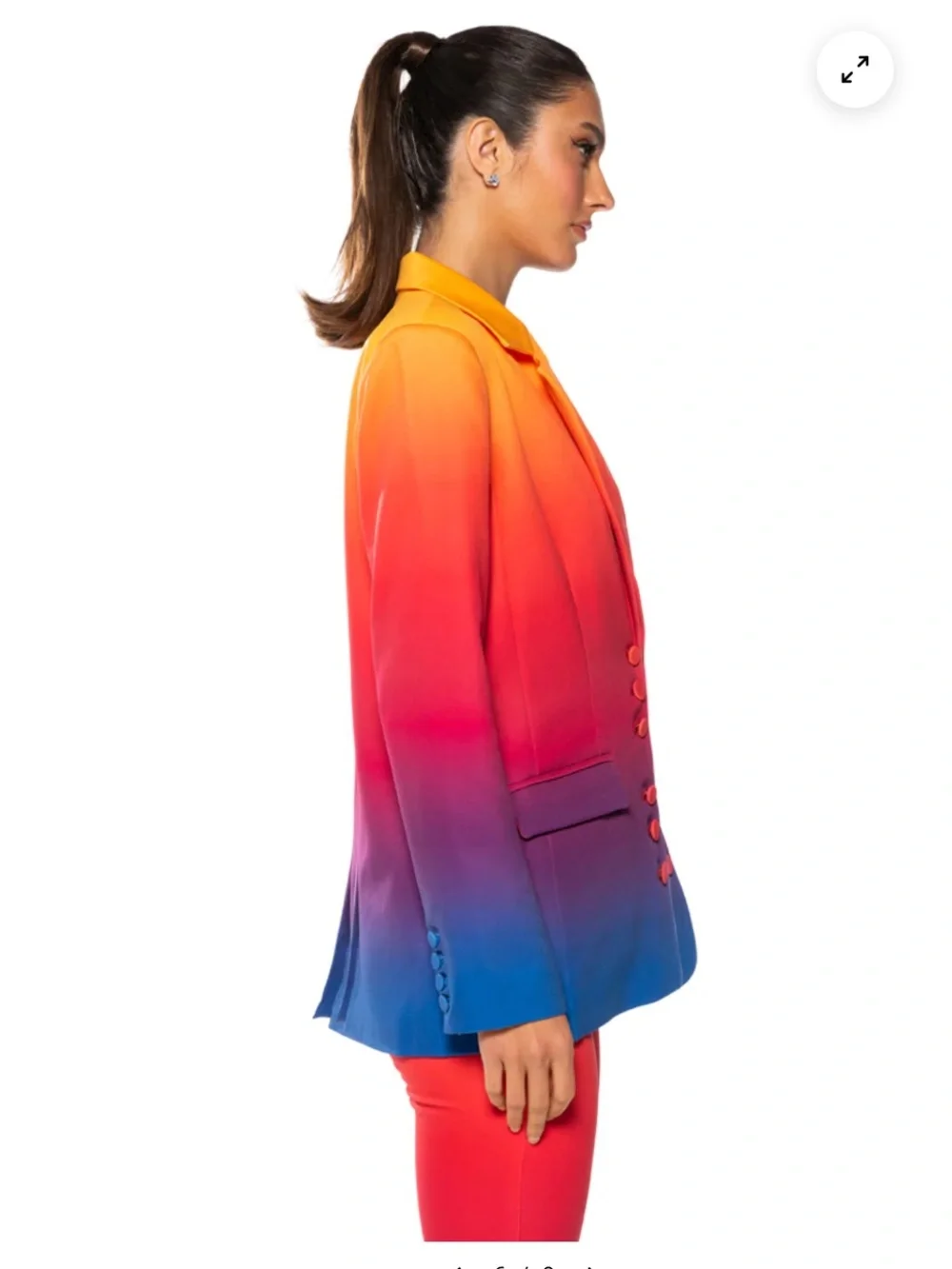 AKIRA Sunset Ombre Blazer in Orange, Pink & Blue - Picture 6 of 14
